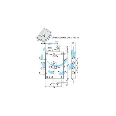 SERRATURA TRIPL.APPLICARE SCROCCO CAT.PROL.+ 10 CILINDRO EU 85571/37 - mm.63 DX (85571D37AN)