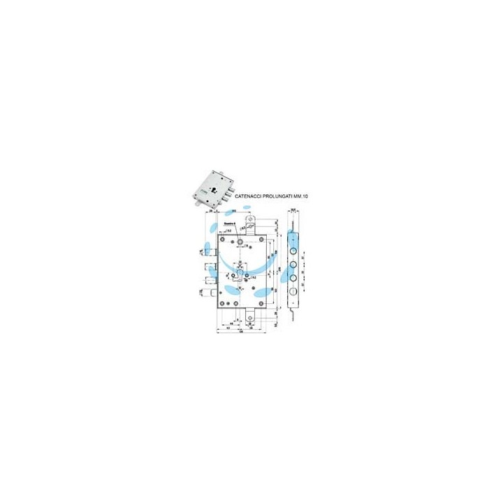 SERRATURA TRIPL.APPLICARE SCROCCO CAT.PROL.+ 10 CILINDRO EU 85571/37 - mm.63 SX (85571S37AN)