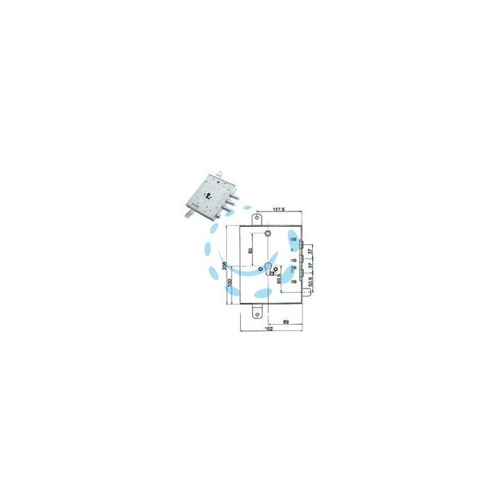 SERRATURA TRIPL.APPLICARE SCROCCO CIL.EU BLINDATE GARDESA 898571GRLD - mm.89 SX (898571GRLD SX)