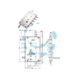 SERRATURA TRIPLICE APPLICARE SERRABLINDA CON SCROCCO CILINDRO EU 85461 - mm.70 DX (85461D)