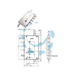 SERRATURA TRIPLICE APPLICARE SERRABLINDA CON SCROCCO CILINDRO EU 85461 - mm.70 DX (85461D)