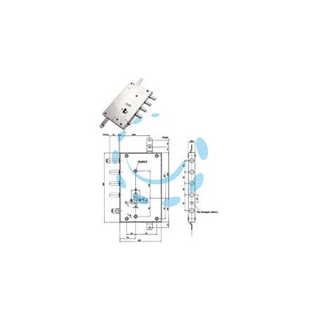 SERRATURA TRIPLICE APPLICARE SERRABLINDA CON SCROCCO CILINDRO EU 85461 - mm.70 DX (85461D)