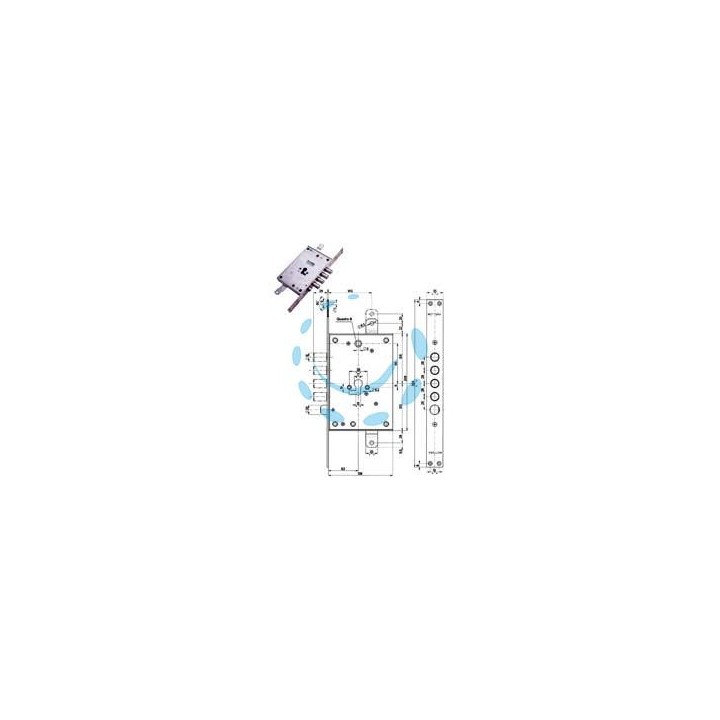 SERRATURA TRIPLICE INFILARE CON SCROCCO CIL. EUROPEO BLINDATE 85771/28 - mm.63 DX (85771D28N)