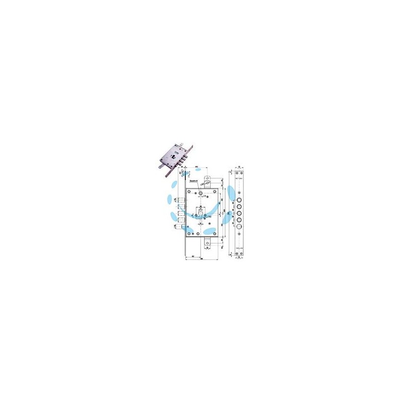 SERRATURA TRIPLICE INFILARE CON SCROCCO CIL. EUROPEO BLINDATE 85771/28 - mm.63 SX (85771S28N)