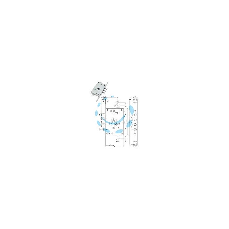 SERRATURA TRIPLICE INFILARE CON SCROCCO CIL. EUROPEO BLINDATE 85771/37 - mm.63 DX (85771D37N)