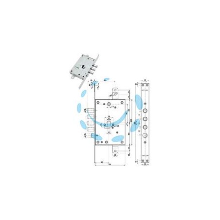 SERRATURA TRIPLICE INFILARE CON SCROCCO CIL. EUROPEO BLINDATE 85771/37 - mm.63 DX (85771D37N)