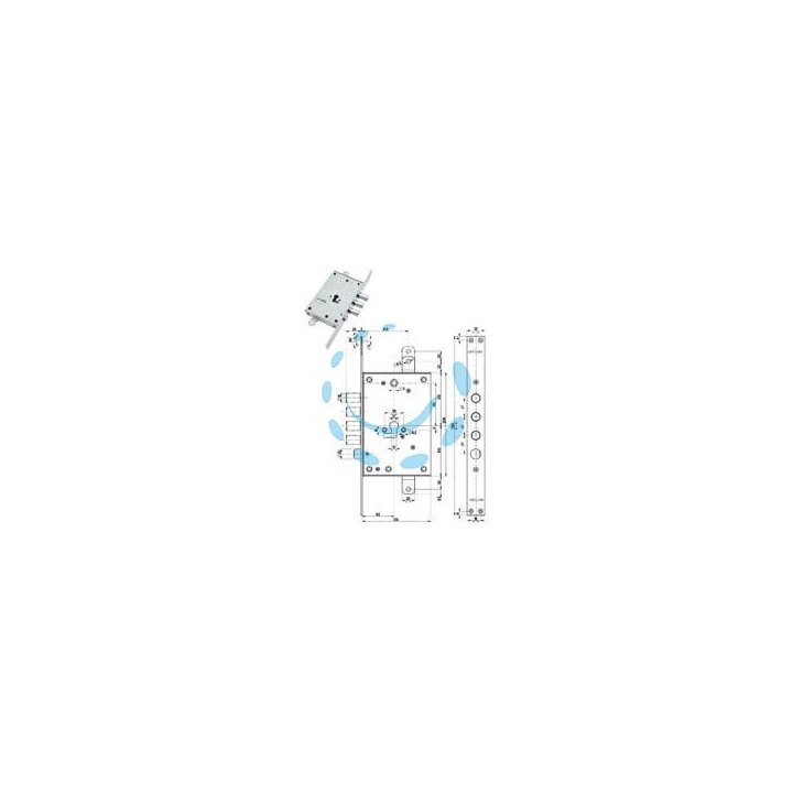 SERRATURA TRIPLICE INFILARE CON SCROCCO CIL. EUROPEO BLINDATE 85771/37 - mm.63 DX (85771D37N)