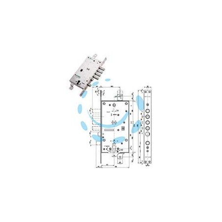 SERRATURA TRIPLICE INFILARE CON SCROCCO CIL.EU. + DM BLINDATE 54797/28 - mm.63 DX (54797DL2836)