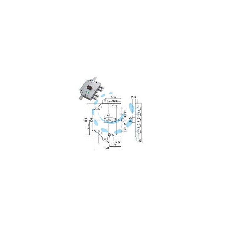 SERRATURA TRIPLICE APPLICARE CON SCROCCO D.MAPPA BLINDATE 89C755 - mm.60 SX (89C755S000)