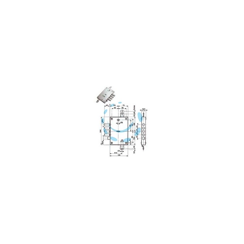 SERRATURA TRIPLICE APPLICARE CON SCROCCO DM BLINDATE 52571/28 - mm.63 DX (52571ROMD 36)
