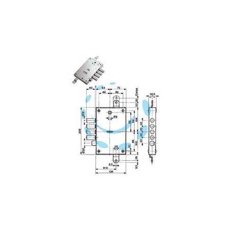 SERRATURA TRIPLICE APPLICARE CON SCROCCO DM BLINDATE 52571/28 - mm.63 SX (52571ROMS 36)