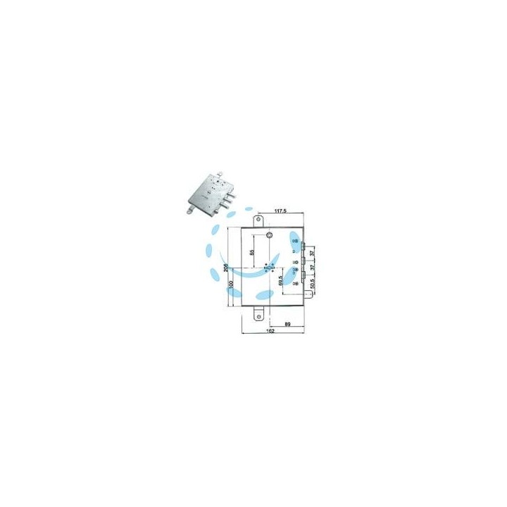 SERRATURA TRIPL.APPLICARE SCROCCO D/MAPPA BLINDATE GARDESA 89R571GD/17 - mm.89 SX (89R571GD/17 SX)