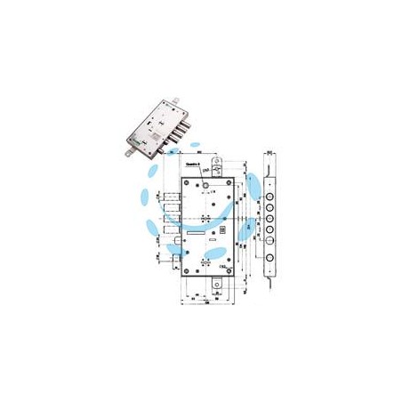 SERRATURA TRIPL.APPLICARE MULTIFUN.SCROCCO D/MAPPA BLINDATE 54595 - mm.63 SX (54595S)