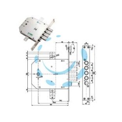 SERRATURA TRIPLICE INFILARE CON SCROCCO DOPPIA MAPPA BLINDATE 50735 - mm.63 SX (50735S)