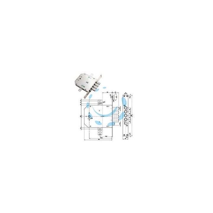 SERRATURA TRIPLICE INFILARE CON SCROCCO DOPPIA MAPPA BLINDATE 50735 - mm.63 SX (50735S)