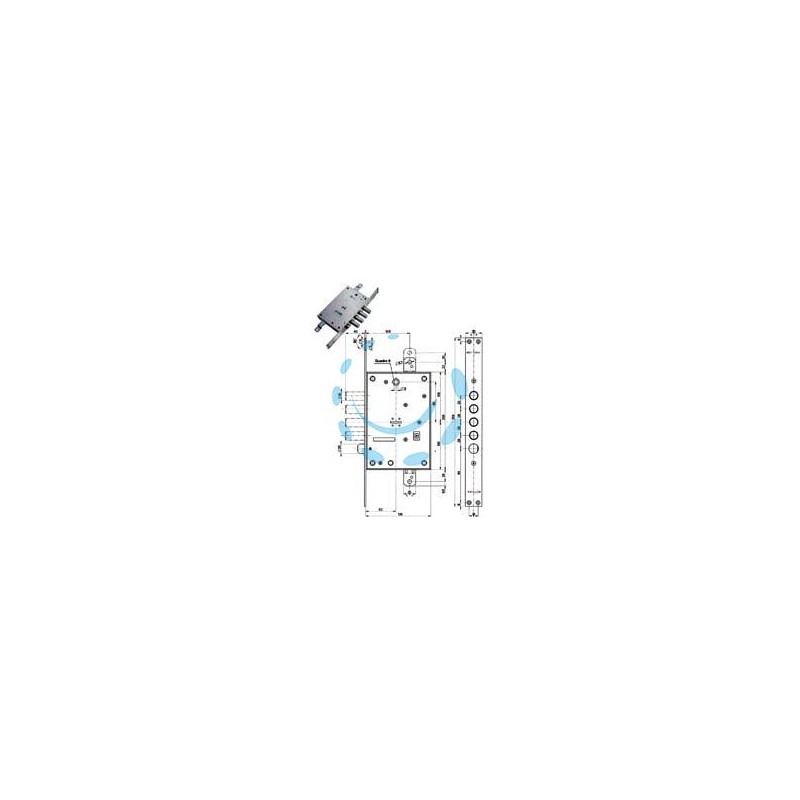 SERRATURA TRIPLICE INFILARE CON SCROCCO DOPPIA MAPPA BLINDATE 52771/28 - mm.63 DX/SX (52771ML28 36)
