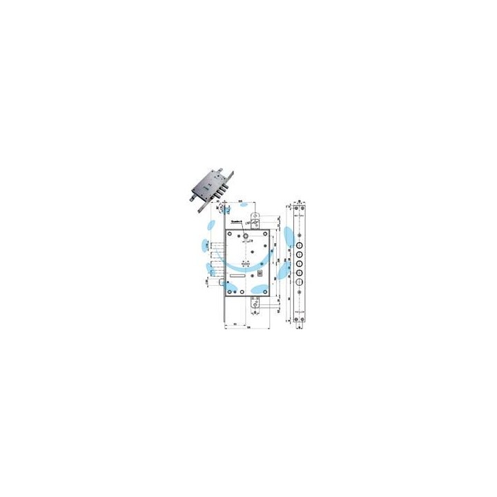 SERRATURA TRIPLICE INFILARE CON SCROCCO DOPPIA MAPPA BLINDATE 52771/28 - mm.63 DX/SX (52771ML28 36)