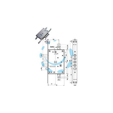 SERRATURA TRIPLICE INFILARE CON SCROCCO DOPPIA MAPPA BLINDATE 52771/28 - mm.63 SX (52771SL28 36)