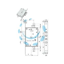 SERRATURA TRIPLICE INFILARE CON SCROCCO DOPPIA MAPPA BLINDATE 52771/37 - mm.63 SX (52771SL3736)