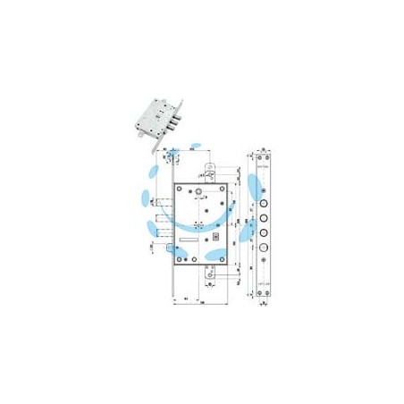 SERRATURA TRIPLICE INFILARE CON SCROCCO DOPPIA MAPPA BLINDATE 52771/37 - mm.63 SX (52771SL3736)