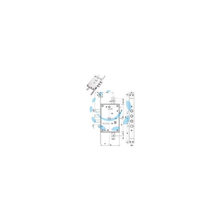 SERRATURA TRIPLICE INFILARE CON SCROCCO DOPPIA MAPPA BLINDATE 52771/37 - mm.63 DX/SX (52771ML37 36)