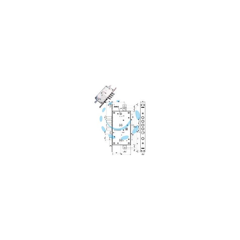SERRATURA TRIPLICE INFILARE MULTIF. SCROCCO D/MAPPA BLINDATE 54795 - mm.63 DX (54795D)