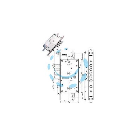 SERRATURA TRIPLICE INFILARE MULTIF. SCROCCO D/MAPPA BLINDATE 54795 - mm.63 SX (54795S)