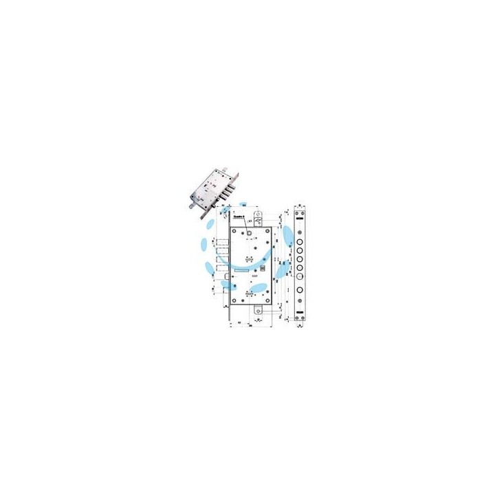 SERRATURA TRIPLICE INFILARE MULTIF. SCROCCO D/MAPPA BLINDATE 54795 - mm.63 SX (54795S)