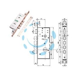 SERRATURA TRIPLICE INFILARE CON SCROCCO DOPPIA MAPPA BLINDATE 72140/28 - mm.47 DX/SX (72140100FR)