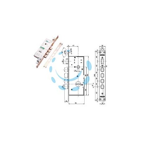 SERRATURA TRIPLICE INFILARE CON SCROCCO DOPPIA MAPPA BLINDATE 72140/28 - mm.47 DX/SX (72140100FR)