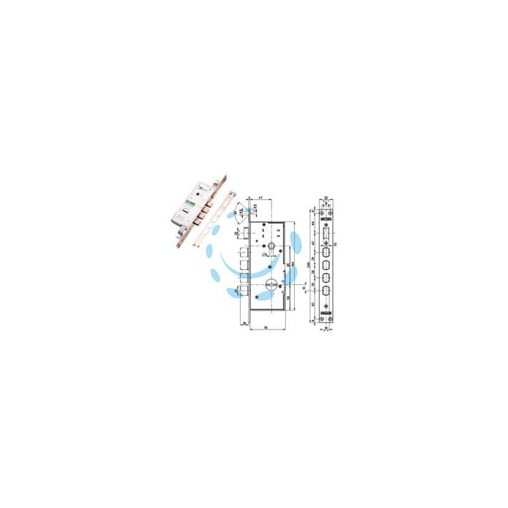 SERRATURA TRIPLICE INFILARE CON SCROCCO DOPPIA MAPPA BLINDATE 72140/28 - mm.47 DX/SX (72140100FR)