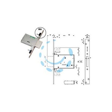 SERRATURA TRIPLICE DA INFILARE DOPPIA MAPPA 40706 - mm.60 (4070668C6)