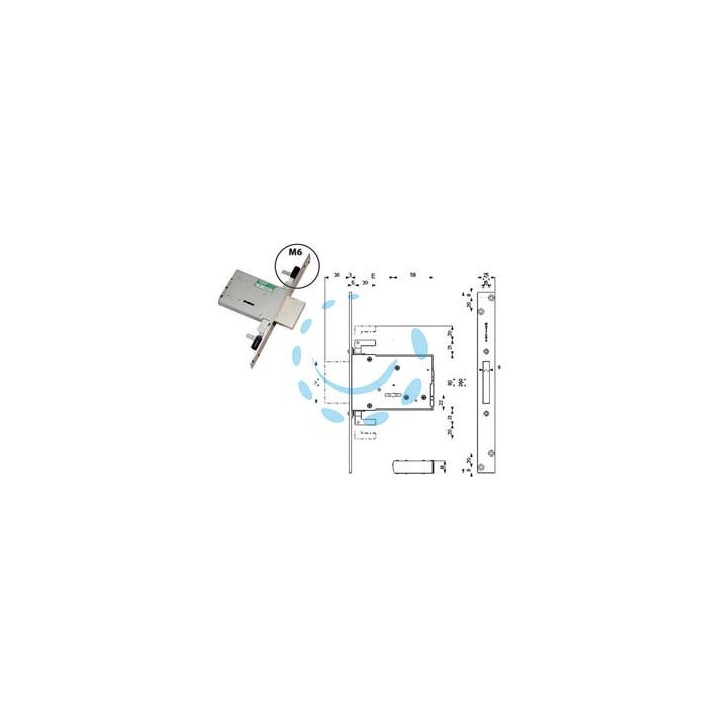 SERRATURA TRIPLICE DA INFILARE DOPPIA MAPPA 40706 - mm.60 (4070668C6)