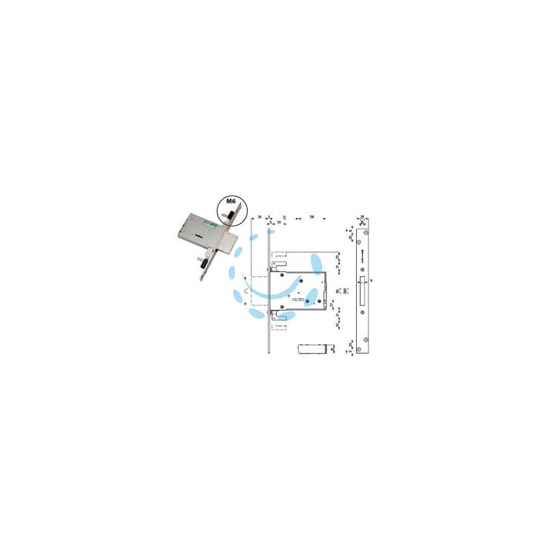 SERRATURA TRIPLICE DA INFILARE DOPPIA MAPPA 40706 - mm.70 (4070678C6)