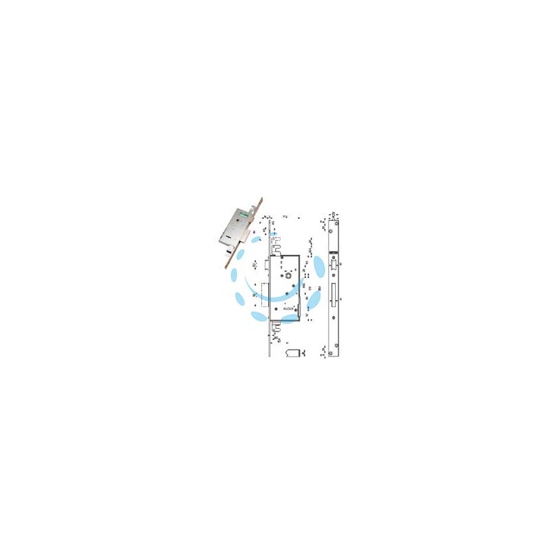 SERRATURA TRIPLICE DA INFILARE DOPPIA MAPPA CON SCROCCO 40721 - mm.47 (407215000 36)