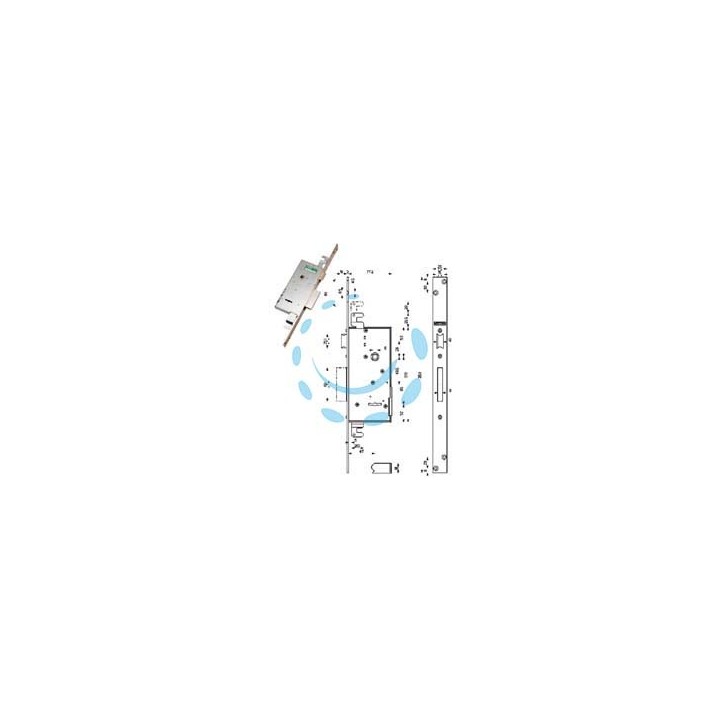 SERRATURA TRIPLICE DA INFILARE DOPPIA MAPPA CON SCROCCO 40721 - mm.47 (407215000 36)