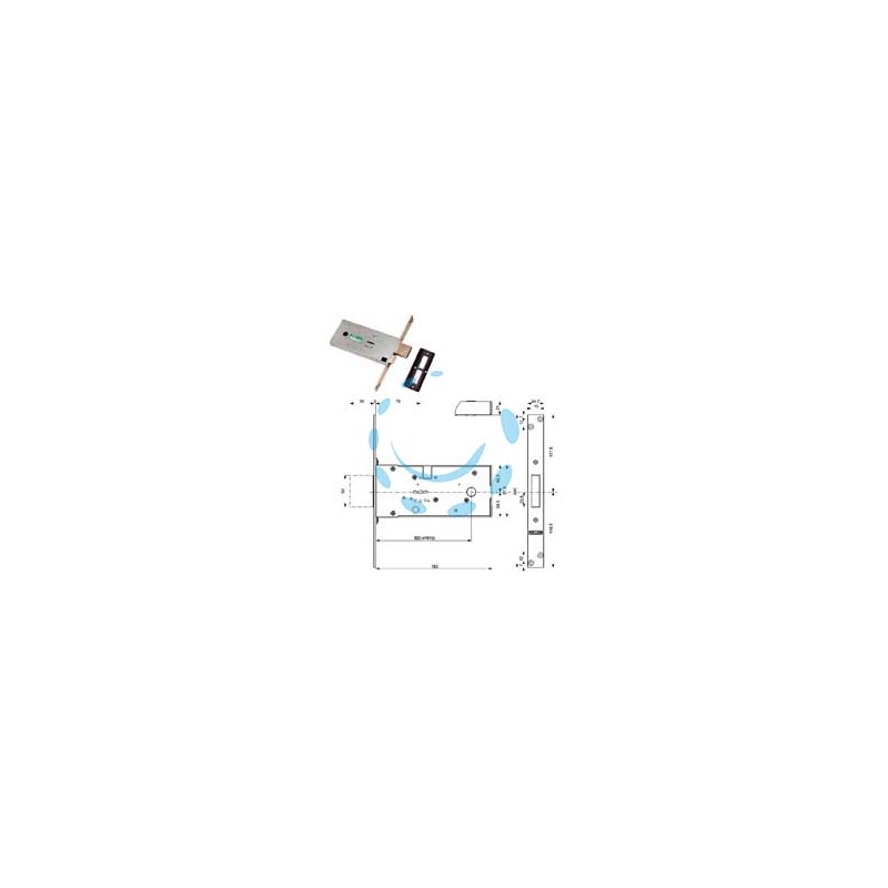 SERRATURA DA INFILARE PER FASCE DOPPIA MAPPA MM.82 H 41812 - mm.70 (41812000W)