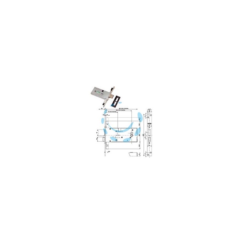 SERRATURA TRIPLICE DA INFILARE PER FASCE DOPPIA MAPPA MM.82 H 41823 - mm.70 (41823008WX)