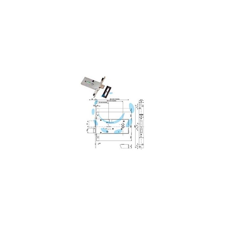 SERRATURA TRIPLICE DA INFILARE PER FASCE DOPPIA MAPPA MM.82 H 41823 - mm.90 (41823900WX36)