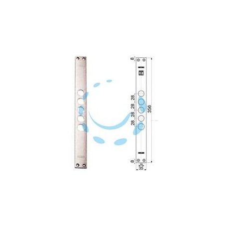 CONTROPIASTRE PER SERRATURE PORTE BLINDATE 94254 - interasse mm.28, mm.35x356x3 (942540028)