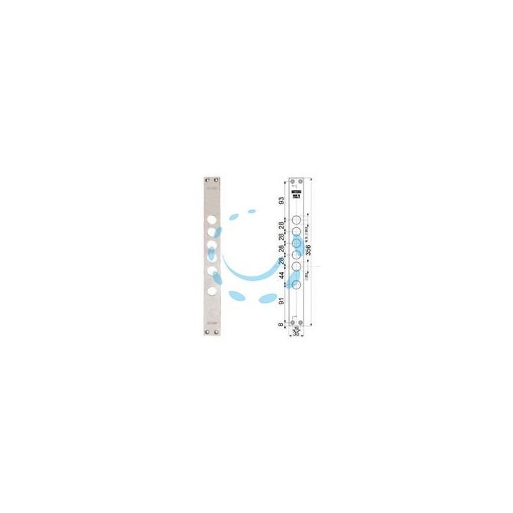 CONTROPIASTRE PER SERRATURE PORTE BLINDATE 94275 - interasse mm.28, mm.35x356x3 (942750028)