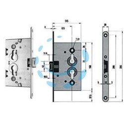 SERRATURA DA INFILARE PER PORTE IN FERRO TAGLIAFUOCO E CANTINE - mm.65 (PN5C00165000000)