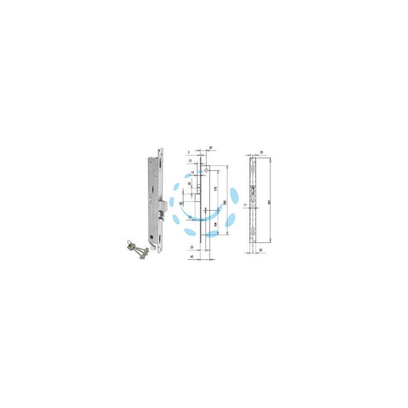 ELETTROSERRATURA TRIPLICE INFIL. PER MONTANTI D/M CATEN. E SCR. F6703 - mm.23 (F6703)