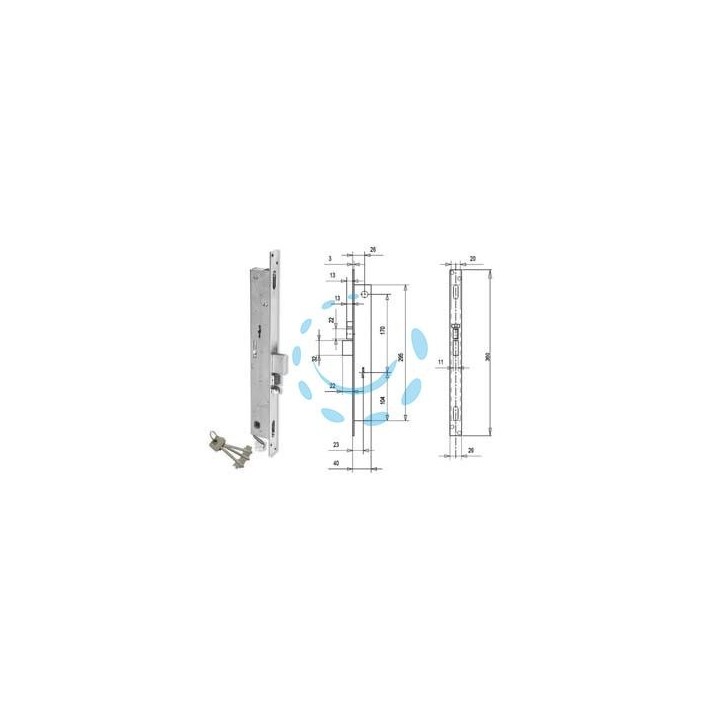 ELETTROSERRATURA TRIPLICE INFIL. PER MONTANTI D/M CATEN. E SCR. F6703 - mm.23 (F6703)