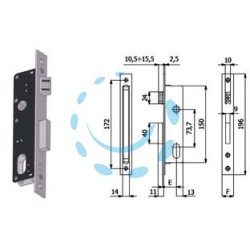 SERRATURA DA INFILARE PER MONTANTI CATENACCIO E SCROCCO 530 - mm.30 interasse mm.73,7 (530)