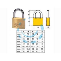 LUCCHETTO OTTONE ARCO NORMALE 2700 - mm.60 KA (2760KA)