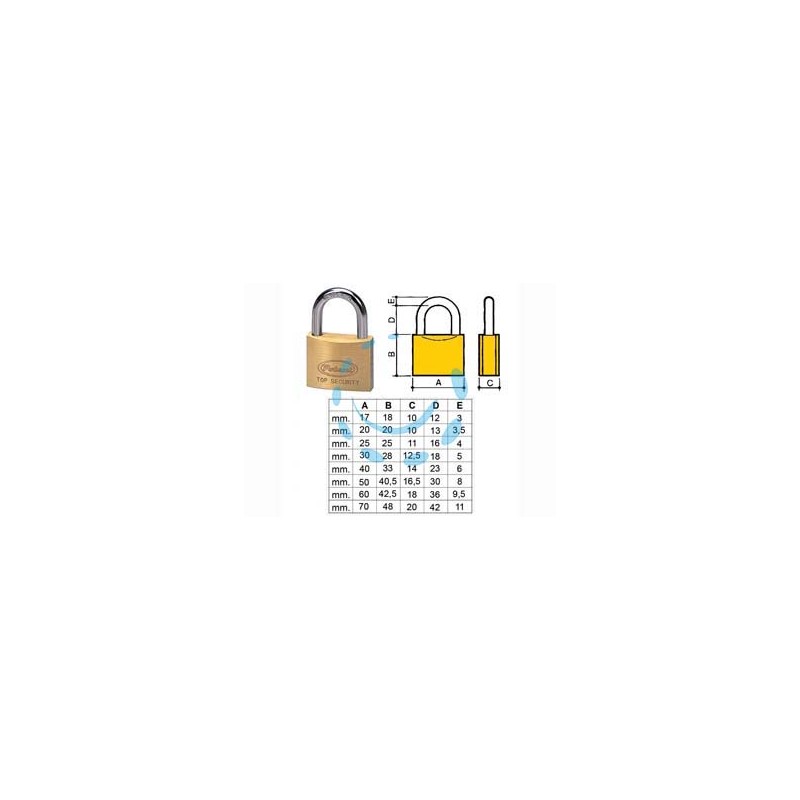 LUCCHETTO OTTONE ARCO NORMALE 2700 - mm.70 (2765)