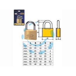 LUCCHETTO OTTONE ARCO NORMALE 2700 IN BLISTER - mm.25 (2725B)