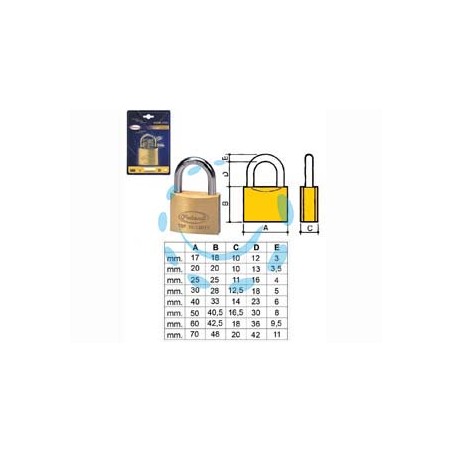 LUCCHETTO OTTONE ARCO NORMALE 2700 IN BLISTER - mm.50 (2570B)