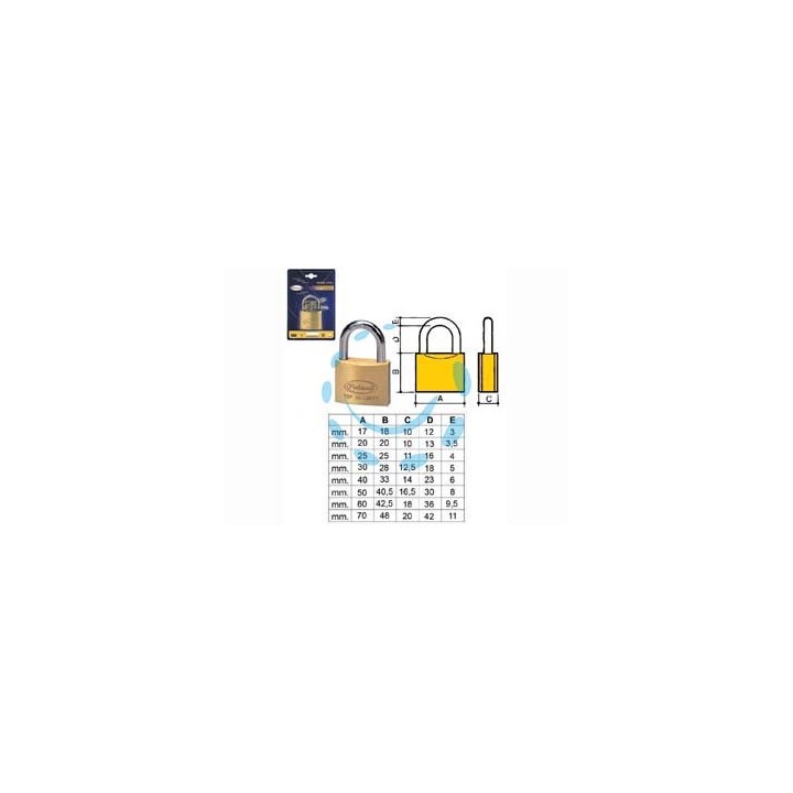 LUCCHETTO OTTONE ARCO NORMALE 2700 IN BLISTER - mm.50 (2570B)